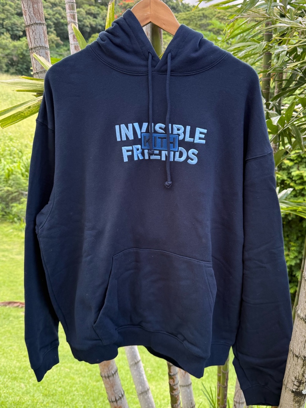 Kith Invisible Friends Navy Hoodie with Light Blue Logo